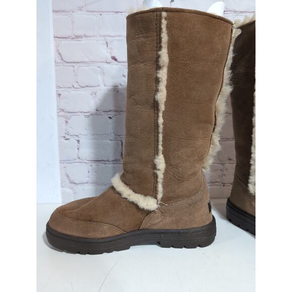 UGG SUNDANCE II REVIVAL US 7 TALL CHESTNUT Vintage New Zealand Boots Shearling - Picture 8 of 14